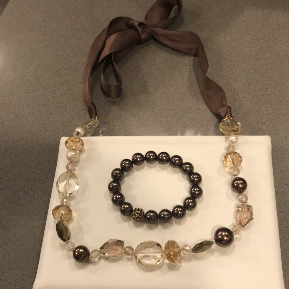 Crystal and chocolate pearl beaded jewelry